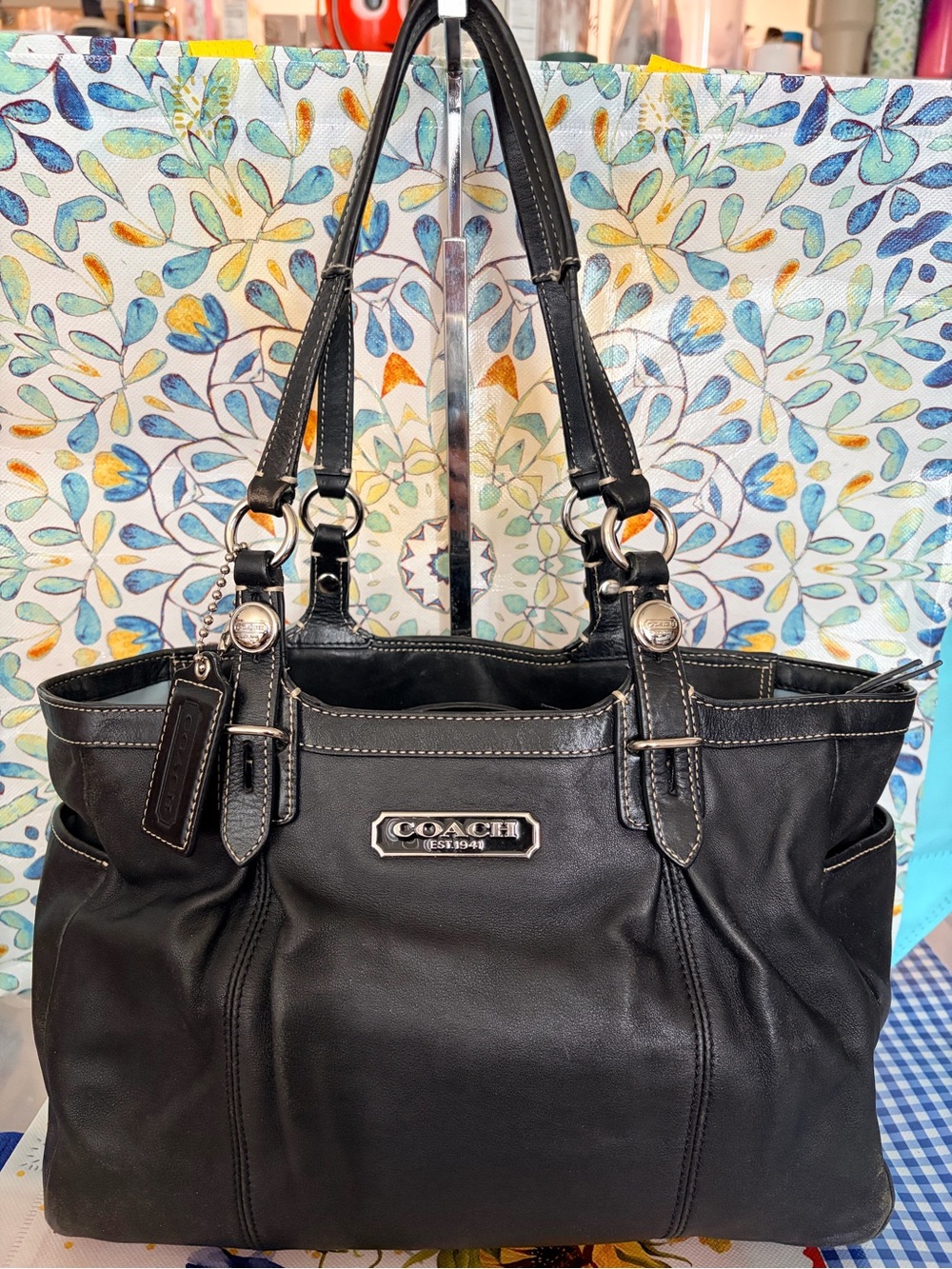 Coach Black Leather Convertible Shoulder Tote